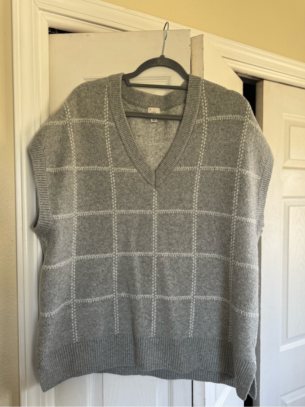 a new day Gray Windowpane V-Neck Sweater Vest